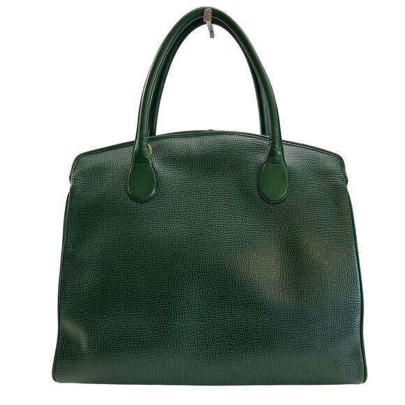 Vintage Christian Dior Green Leather Satchel Bag Gold CD Logo Made In France - Picture 7 of 15